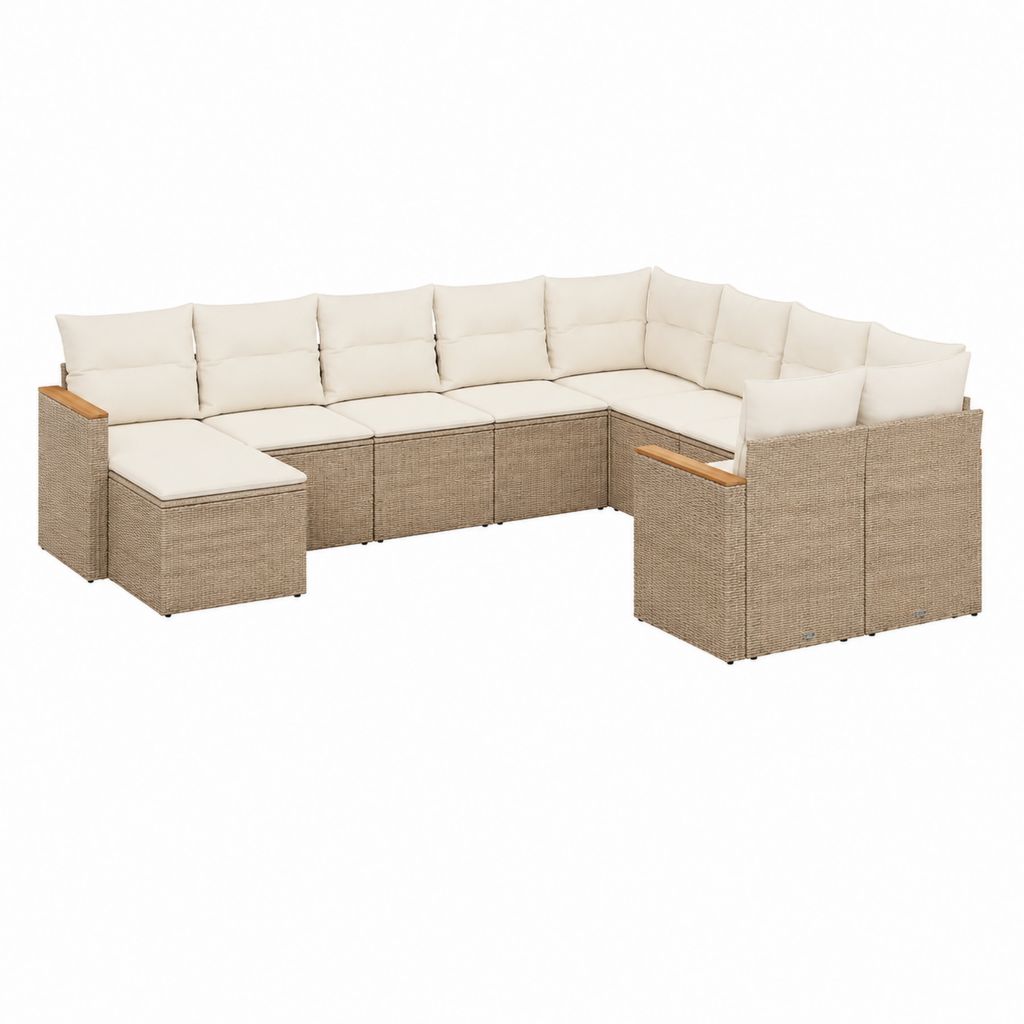 Gartenlounge Ecksofa Set Beige PE-Rattan Aluminium U-Form 300 x 220 x 82 cm