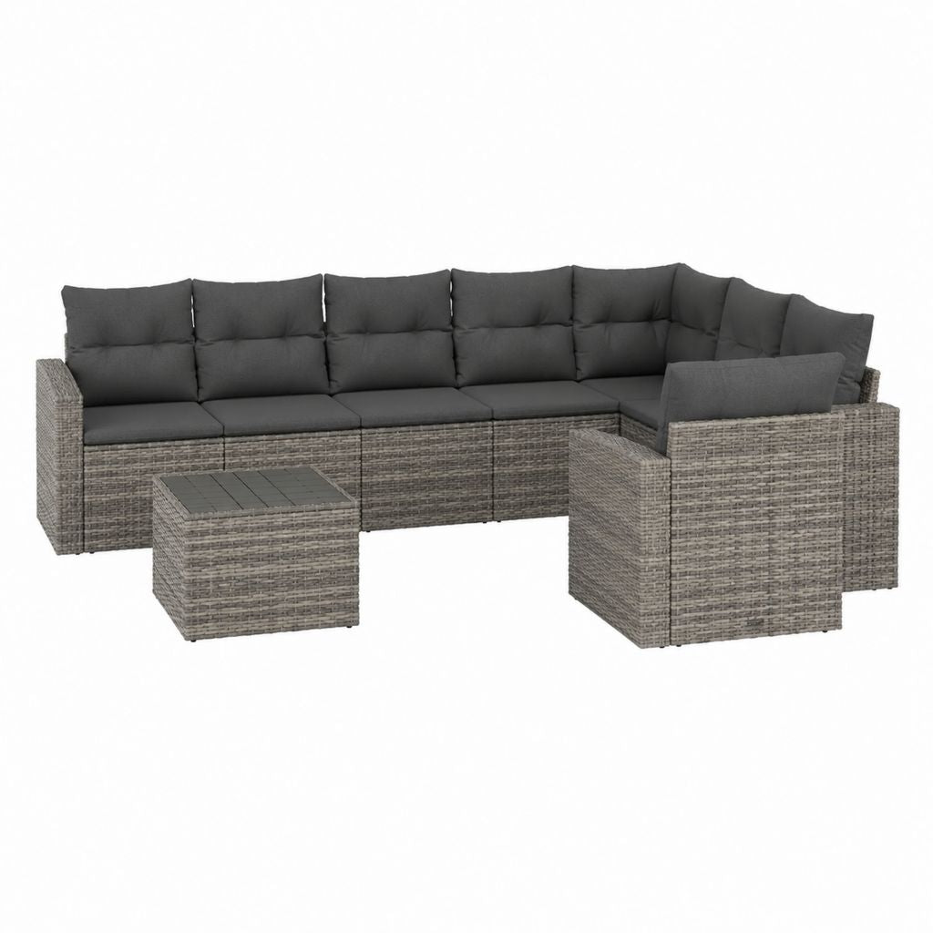 Gartenlounge Set 6-teilig Grau Anthrazit PE-Rattan L-Form mit Tisch 250 x 190 x 63 cm