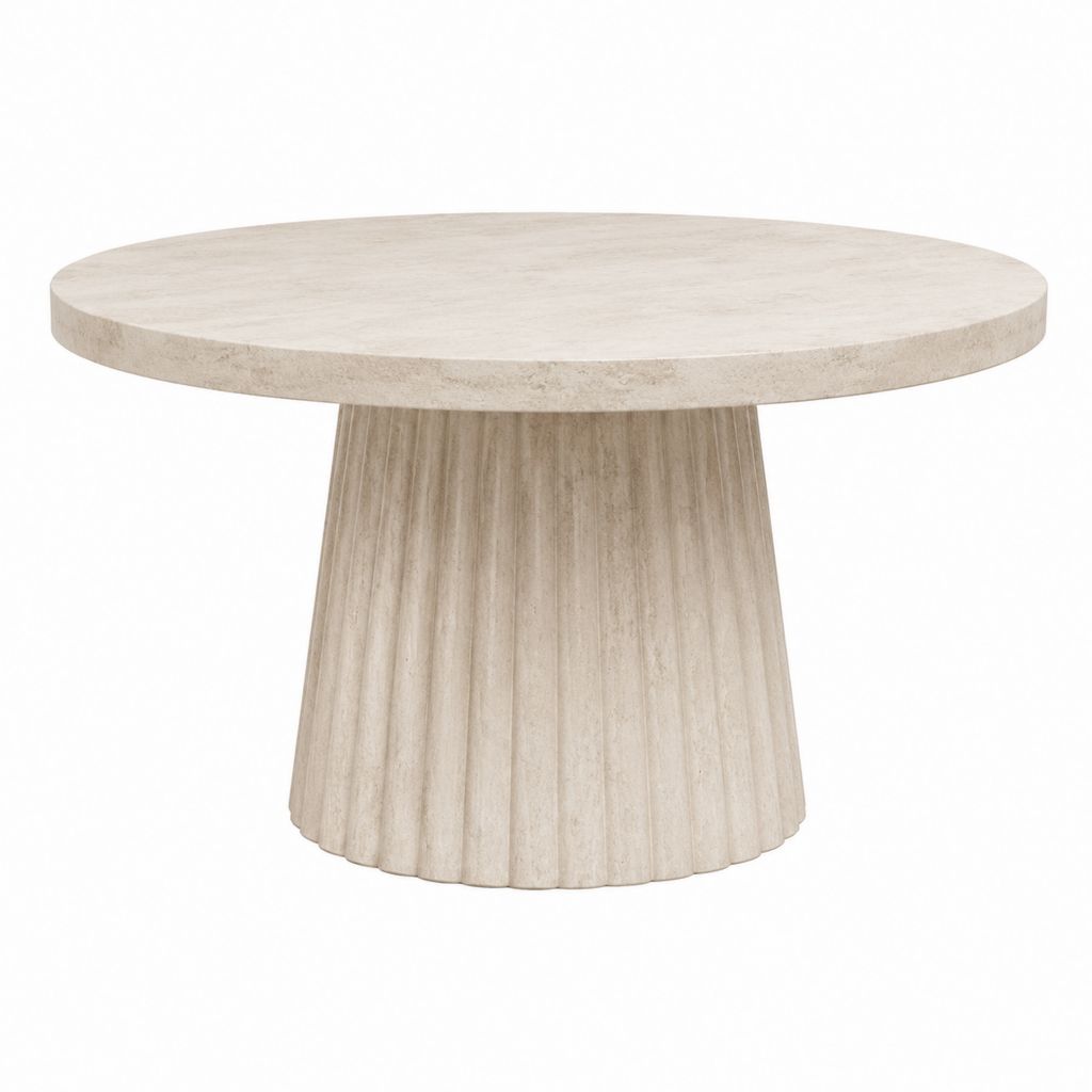 Runder Esstisch Beige MDF in Travertinoptik Ø 120 cm Höhe 75 cm