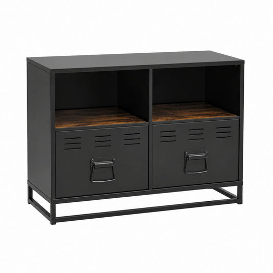 TV-Schrank mit 2 Türen Schwarz Stahl rechteckig 100 x 40 x 75 cm