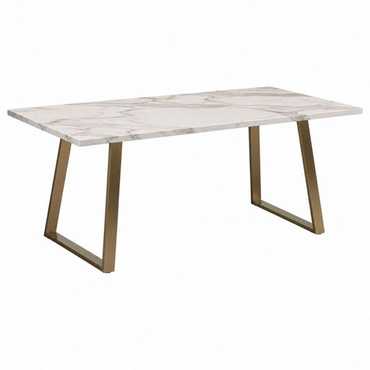 Esstisch weiß gold MDF Stahl rechteckig 160 x 90 x 75 cm