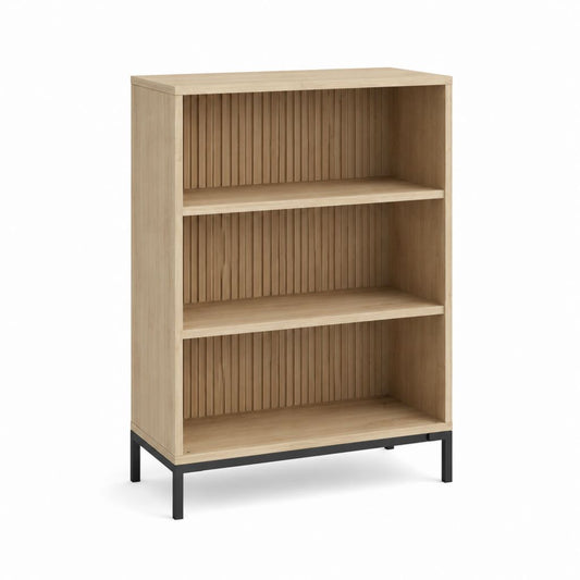 Bücherregal in Eichenoptik aus Spanplatte mit Stahlgestell rechteckig 80 x 35 x 120 cm