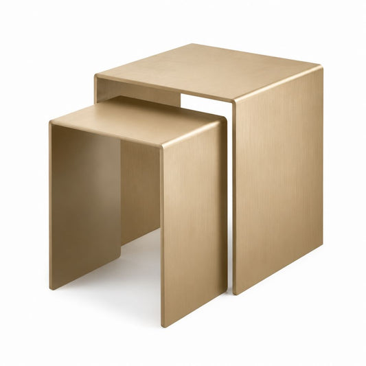 2er Set Beistelltische Gold Edelstahl rechteckig 45 x 45 x 50 cm und 35 x 35 x 40 cm