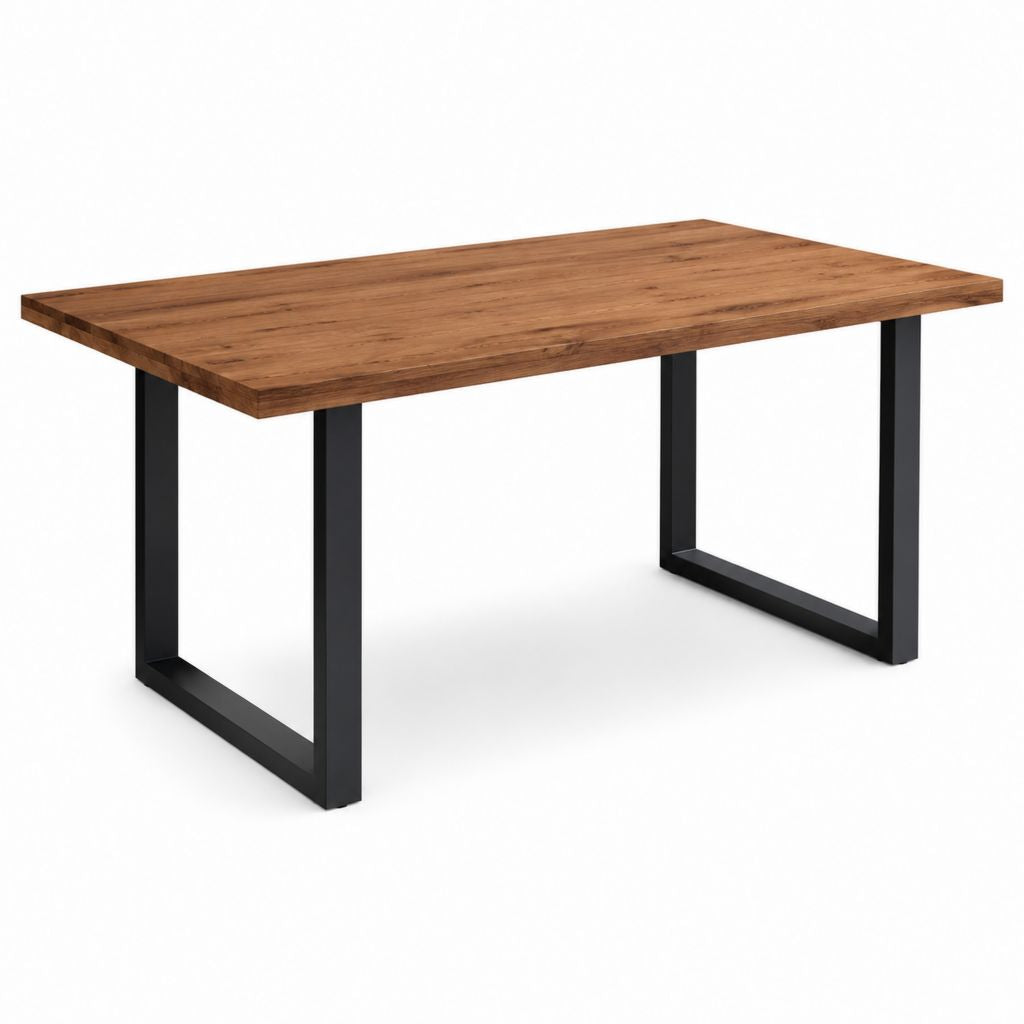 Esstisch Braun Schwarz Massivholz Stahl Rechteckig 160 x 80 x 75 cm