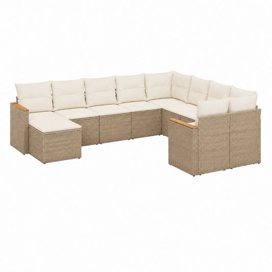 Gartenlounge Ecksofa Set Beige PE-Rattan Aluminium U-Form 300 x 220 x 82 cm