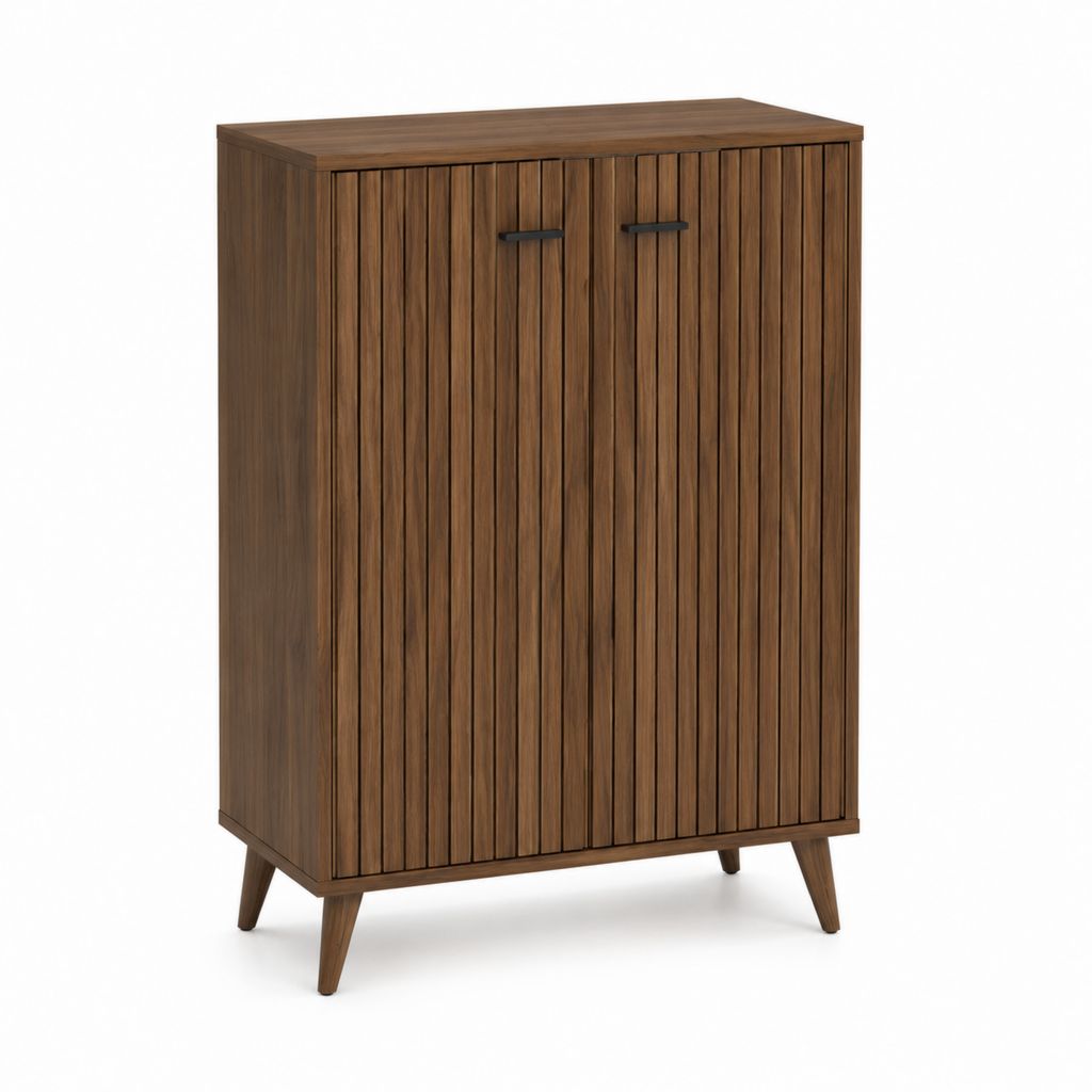 Schuhschrank mit 2 Türen walnussbraun MDF mit Melaminharzbeschichtung rechteckig 80 x 35 x 120 cm