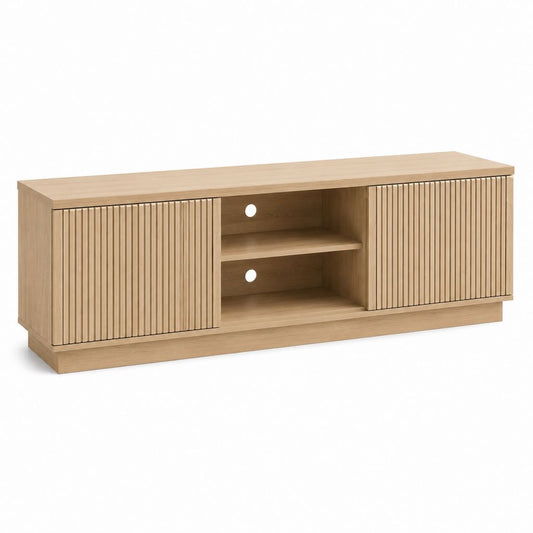 TV Lowboard Eiche hell MDF rechteckig mit Schiebetüren 160 x 40 x 60 cm