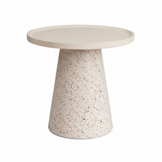 Beistelltisch rund Beige Terrazzo-Beton pulverbeschichteter Stahl Ø 45 cm Höhe 50 cm