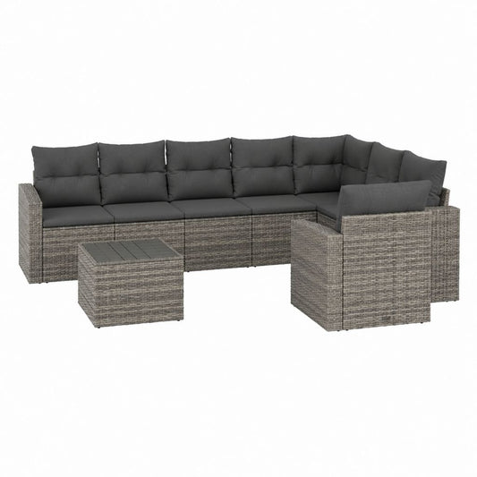 Gartenlounge Set 6-teilig Grau Anthrazit PE-Rattan L-Form mit Tisch 250 x 190 x 63 cm