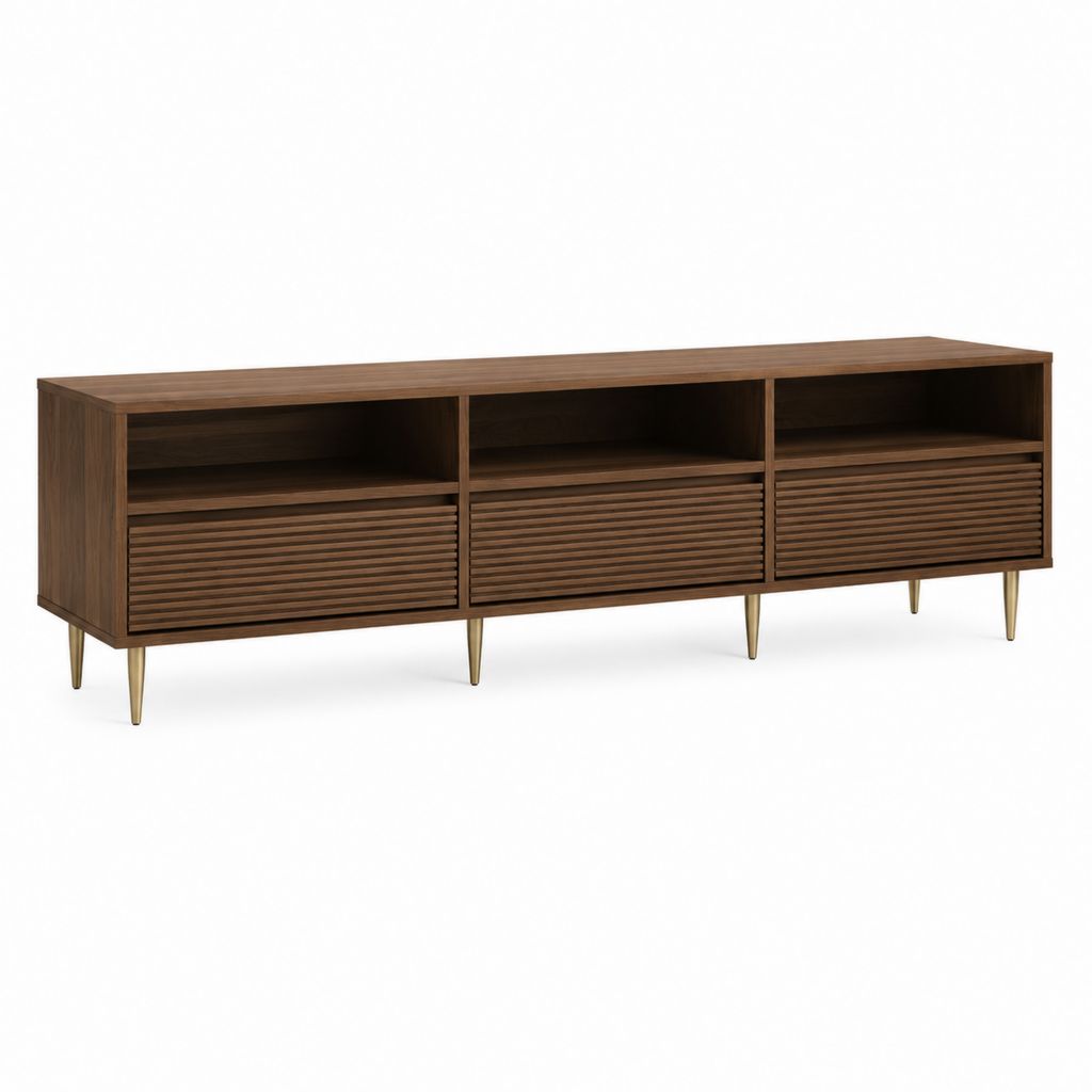 TV-Lowboard Walnussbraun MDF mit Walnussfurnier Rechteckig 180 x 40 x 55 cm