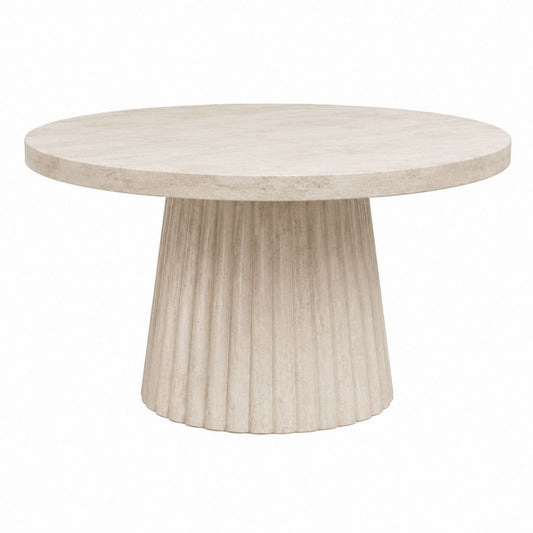 Runder Esstisch Beige MDF in Travertinoptik Ø 120 cm Höhe 75 cm