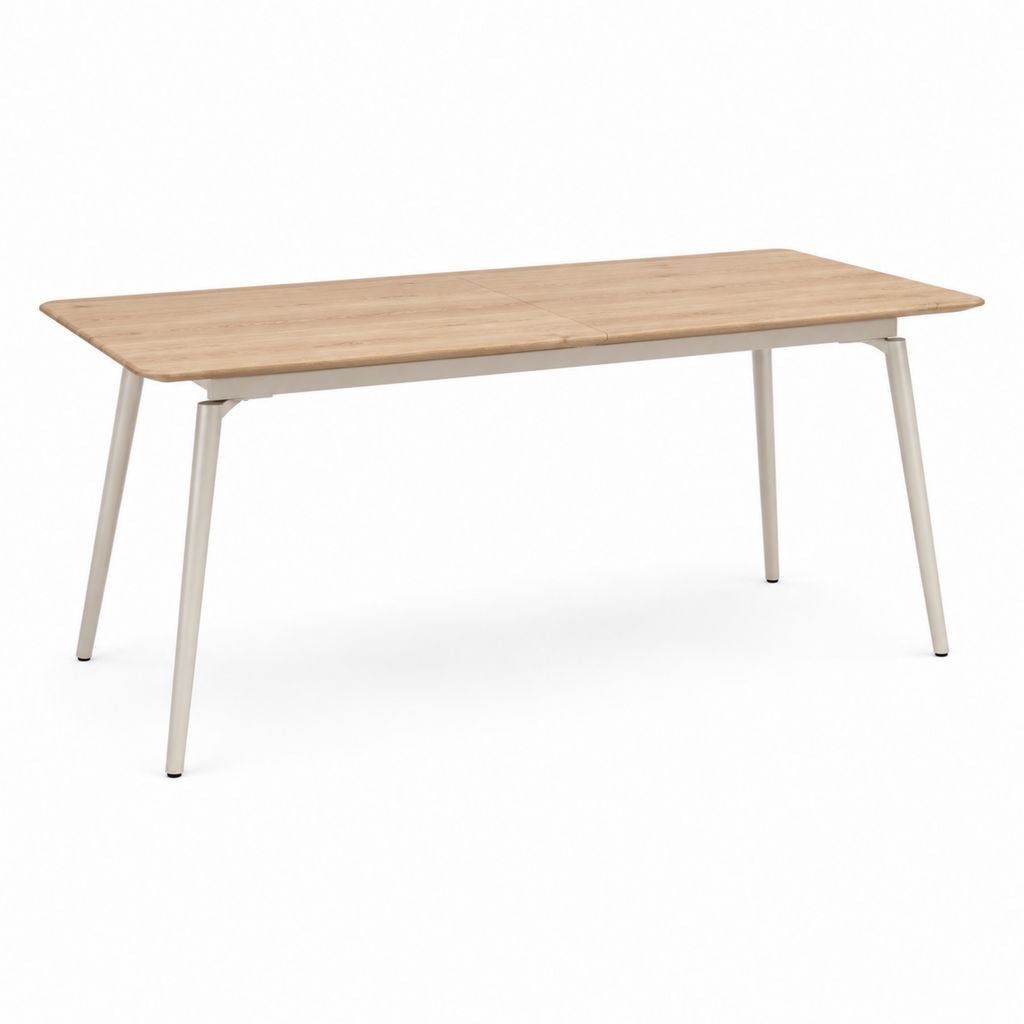 Ausziehbarer Esstisch Natur Eichenfurnier Stahl rechteckig 140/180 x 80 x 75 cm