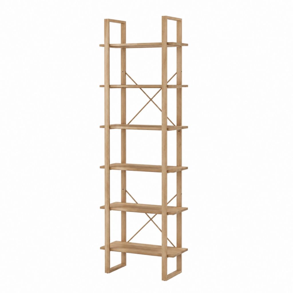 Bücherregal Natur Bambus rechteckig 60 x 30 x 180 cm mit 6 Ablagen