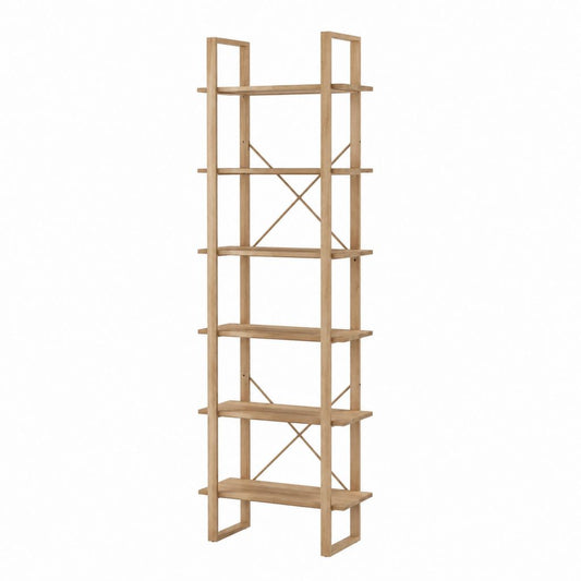 Bücherregal Natur Bambus rechteckig 60 x 30 x 180 cm mit 6 Ablagen