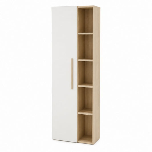 Badezimmer Hochschrank Weiß Eiche Holzwerkstoff rechteckig 30 x 30 x 180 cm