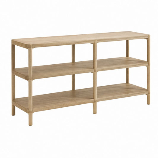 Schuhregal aus massivem Bambus naturfarben rechteckig mit 3 Ebenen 100 x 30 x 60 cm